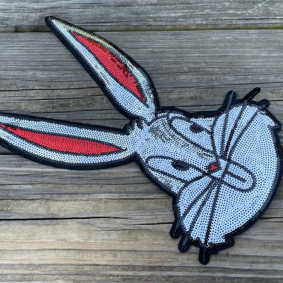 Bunny Patches Iron On Sequin Silver/Red Tone Patches For Jackets Clothes Craft - Picture 4 of 6